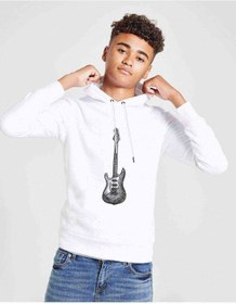 Resim Drawing Elektro Guitar Red Baskılı Unisex Çocuk Kapüşonlu Sweat (534658072) Beyaz 