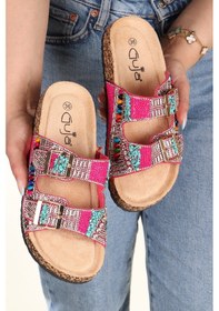 Resim Vojo Toledo Anatomik Taban Taşlı Boncuk Detaylı Kadın Terlik 267800001571 07 Pembe PEMBE Pembe 