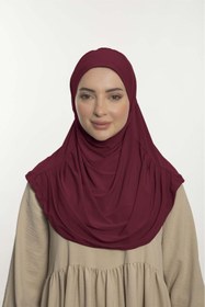 Resim Loggia Pratik Hijab Sandy Şal - Hazır Türban Tesettür Eşarp Namazlık Namaz Örtüsü-Bordo 