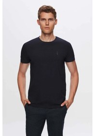 Resim Twn Slim Fit Lacivert Düz Kabartma Baskılı T-shirt 4ec148551753m Lacivert 