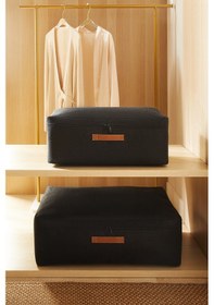 Resim Ocean Home Textile 2'li Siyah Renk Jüt Baza Altı Hurç Set 1 Adet 52 X 28 X 21 / 1 Adet 62 X 46 X 22 Cm Siyah 