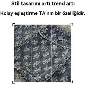 Resim Yingfu İşe Gidercek Sıcak Sokak Jakarlı Kot Ceket, Mavi, Yıpranmış Yıkanmış Stil Mavi 