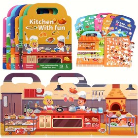 Resim Gençler için Yeniden Kullanılabilir Sticker Kitapları | Su Geçirmez Çift Taraflı Tasarım ile Hayvanlar, Binicilik Kulübü ve Spor Toplantıları | Eğitici Bilişsel Öğrenme Aktivitesi | 3 Yaş ve Üzeri İçin Mükemmel | Çeşitli Konular, Eğlenceli Stickerlar 