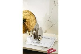 Resim Karokstore Ömür Boyu Paslanmaz Bulaşıklık Bulaşık Sepeti Tek Katlı Tabaklık Termo Plastik Kaplama Beyaz Tbk-01 