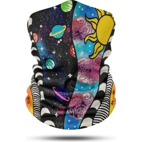 Resim Dair Aksesuar Uzay Graffiti Desenli Motosiklet Boyunluk Bandana 
