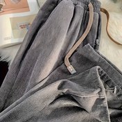 Resim Kadınların Yüksek Bel Korduoy Pantolonları - Hafif Düz Bacaklı Belin Örgülü Beli, Düz Kahverengi Günlük Pantolonlar Bahar, Yaz ve Sonbahar için, Çok Yönlü Tüm Mevsim Konforu, Yüksek Bel Pantolonları, Mevsimlik Moda, Dokulu Kumaş 