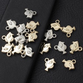 Resim 100 Adet 19×17mm Plastik CCB Balık Şeklinde Akrilik Altın Gümüş Kolye Uçları Moda Takı Yapımı için DIY Kolye Bilezik Küpe Anahtarlık Süsleri Dekorasyon Hediyeleri 