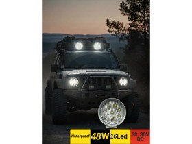 Resim Otokap Universal Off Road Projektör 9-30V 16 LED Yuvarlak Günışık Dışı Beyaz Tır Kamyon Iş Makinesi Çalışma Lambası 