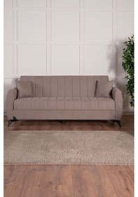 Resim Kilim Mobilya Linda Üç Kişilik Kanepe Yüksek Ayaklı Açık Kahverengi Açık Kahverengi 