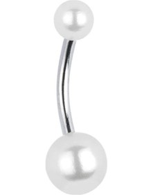 Resim Çelik Top İnci Göbek Piercingi Silver Rekli Renkli 