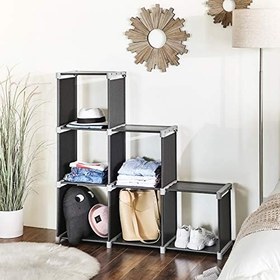 Resim SONGMICS 6'lı Küp Kitaplık, DIY, Oturma Odası için Organizatör, Siyah LSN63H 
