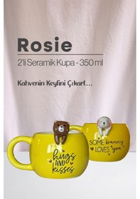 Resim Ayı Ve Tavşan Figürlü Seramik Kupa 350 Ml Beyaz 