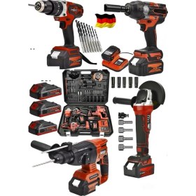 Resim Germany Steel 4'lü Set 2-26 Şarjlı Hilti-Şarjlı TAŞLAMA-13MM Şarjlı Darbeli Matkap-Şarjlı Somun Sıkma Makina Uçlar 