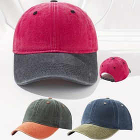 Resim Unisex Hafif Kontrast Panelli Beyzbol Şapkası - İki Tonlu Renk Bloklu Tasarım, Altı Panel Yapısı, Nefes Alabilir & Dayanıklı Günlük ve Spor Kullanım İçin (Kırmızı/Siyah, Lacivert/Gri, Zeytin/Turuncu), Sportif Başlık, Dış Mekan Aktiviteleri, Trendy Aksesuar, Rahat Kalıp, Moda Tutkunları için Şık Başlık 