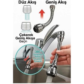 Resim 3b Trend 360 Derece Döner Hortumlu Musluk Başlığı 2 Fonksiyonlu Su Tasarruf Aparatı 
