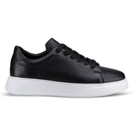 Resim Hatemoğlu Erkek Siyah %100 Deri Esnek Taban Bağcıklı Casual Ayakkabı Sneaker 