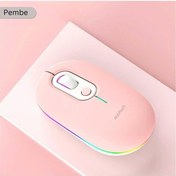 Resim Oldfriend Pembe Kablosuz Mouse Bluetooth Ve 2.4g Usb Çift Mod Şarj Edilebilir 1600dpi Rgb Fare Diğer 
