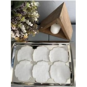 Resim Linda Mia Home Kokteyl Peçete 6'lı Takım Taş Rengi (Beyaz-Taş) 