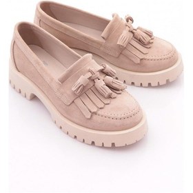 Resim Dgn 2836 Kadin Püsküllü Loafer Ayakkabi Bej Süet 