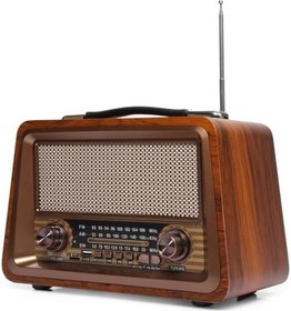 Resim Gerçek Ahşap Eskitme görünümlü Bluetooth Hoparlör Mp3 Çalar Müzik Kutusu Nostaljik Radyo 