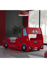 Resim Arabalı Yatak, Fireman Arabalı Yatak Karyolası + 1 Adet Comfort Yatak 