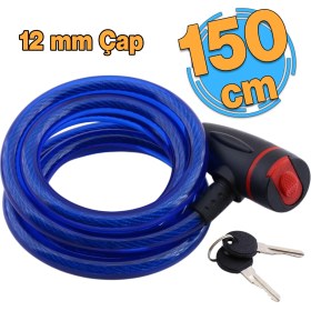 Resim Bisiklet Halat Zincir Kilit 150 cm Motosiklet Çelik Kilit Çap 12 mm Ø Hırsız Önleme Güvenlik 1 Adet 