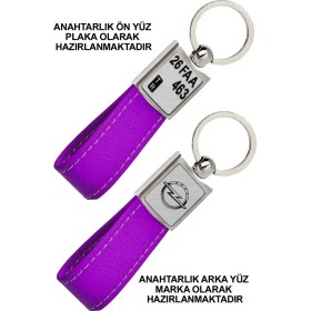 Resim Promosyon Denizi Ön Yüz Opel Logolu Arka Yüz Plakanıza Özel Mor Anahtarlık 