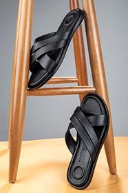 Resim Ducavelli Bande Hakiki Deri Erkek Terliği, Hakiki Deri Terlik, Ortopedik Taban Terlik, Deri Terlik 