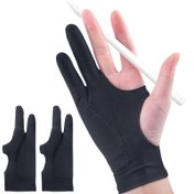 Resim Drawing Gloves [2 Paket] Sanatçı Grafik Tablet İçin IPad Eldiven Palm Reddetme İki Parmak Sağ Sol El Sanat Eldiveni 