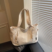 Resim Kadınlar İçin Geniş Tote Çanta - Fermuarlı Kapatma ve Sağlam Sap/Omuz Askılı - Dayanıklı Naylon Yapı - Bej, Siyah, Kahverengi, Gri, Sarı Renk Seçenekleri - Günlük Kullanım için Profesyonel Çanta, Minimalist Tasarım, Yüksek Kaliteli Astar, Ofis İhtiyaçları 