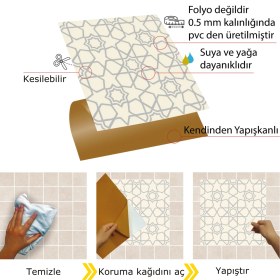 Resim Tink Kendinden Yapışkanlı Selçuklu Yıldızı Desenli Pvc Karo 30X30 cm 4'lü 0,36 M2 
