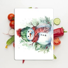 Resim Decovetro Cam Kesme Tahtası ve Sunumluk Kardan Adam Desenli 30 x 40 cm 