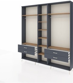 Resim Arges Dolap 10 Raflı 4 Çekmeceli 2 Askılı 220x30x243 Antrasit-çam/antrasit Atlas Çam/antrasıt 