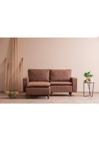 Resim Lungo Modüler Mini Köşe Koltuk Takımı L Koltuk - Açık Kahve Keten Kahverengi 