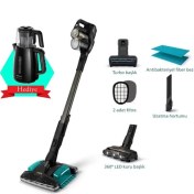 Resim Philips Speedpro Max Aqua Plus Kablosuz Dikey Süpürge, Aqua Başlık, LED Başlık XC8349 Şarjlı Dik Süpürge +Philips Çay Makinesi 