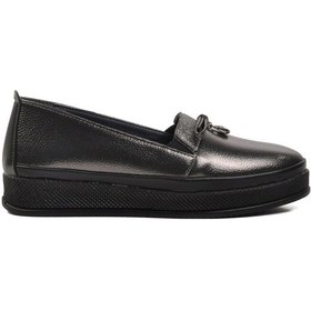 Resim Aspor Gri Gümüş Platin Kadın Düz Rahat Günlük Ayakkabı Platin 