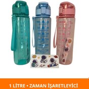 Resim Letsii Motivasyon Su Matarası 1 Litre BPA İçermeyen Şık Tasarım 