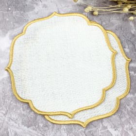 Resim Weare2 Gold Altın Renkli Nakışlı Keten Efektli 2'li Kokteyl Peçetesi 