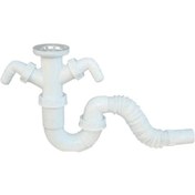 Resim Gama Lavabo Sifonu S Gövde Körüklü Çift Makine Girişli Beyaz 