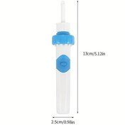 Resim Taşınabilir Pil Gücünde Kulak Kir Emme Cihazı Yumuşak Uçlu - Güvenli ve Kolay Kulak Temizleyici, Beyaz Mavi Vurgulu, Uzunluk 13cm / 5.12in, Çap 2.5cm / 0.98in, Piller Dahil Değildir 