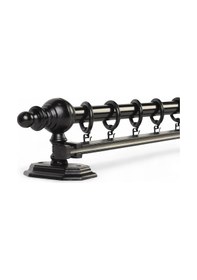 Resim Siyah Tek Raylı Ahşap Rustik Perde Askısı - 225 Cm 