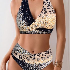 Resim 2'li Seksi Baskılı Bikini Mayo Kadınlar İçin 