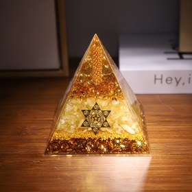 Resim Citrine Zenginlik Enerjisi Piramidi - Bolluk ve Bereket Çeker, Ev ve Ofis Dekorasyonu için Mükemmel, Cadılar Bayramı, Yılbaşı, Sevgililer Günü, Paskalya, Anneler Günü ve Doğum Günleri için İdeal Hediye 