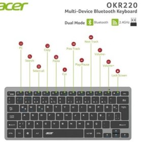 Resim Acer OKR220 Siyah Multidevice Dual Mode 2.4ghz Bluetooth Klavye (Smart Tv)(Android) 