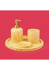 Resim Bath Traverten Görünümlü Banyo Seti - Bej Çok renkli 