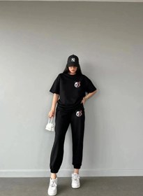 Resim LAND MODA Joker Baskılı Eşofman Altı Ve T-shirt - Jogger Tişört Alt Üst Eşofman Takımı Bisiklet Yaka 