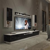 Resim Decoraktiv Trendstyle 270DAS Slm Tv Ünitesi Tv Sehpası - Beyaz - Siyah Mermer 