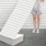 Resim 1 Adet XPE Köpük Tuğla Duvar Kağıdı Sticker - Kendinden Yapışkanlı Su Geçirmez Dekor, Retro Düzensiz Tuğla Desenli, 50.04cm x 5.0 Metre Yatay Dikdörtgen Plastik Malzeme Mutfak & Ev Dekoratif Fayans Çıkartmaları, Kolay Asma Özelliği 