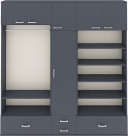 Resim Arges Dolap 18 Raflı 4 Çekmeceli Tek Askılı 220x30x243 Antrasit-antrasit/antrasit Antrasıt/antrasıt 