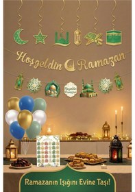 Resim Ramazan Temalı Etkinlik Takvimi Banner Tavan Sarkıt Balon Seti 24 Parça 